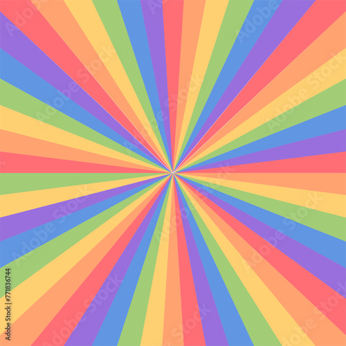 Rainbow sunburst or starburst background. Lgbt pride month design.
