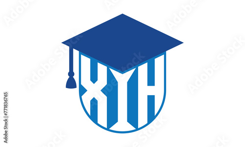 XIH initial letter academic logo design vector template. school college logo, university logo, graduation cap logo, institute logo, educational logo, library logo, teaching logo, book shop, varsity