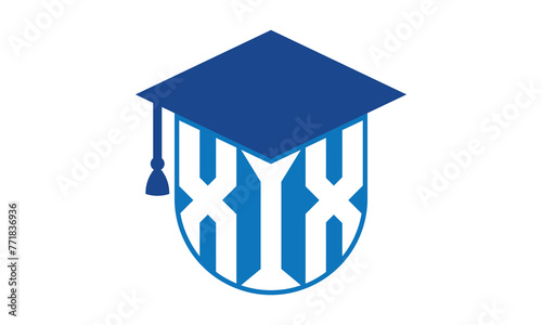 XIX initial letter academic logo design vector template. school college logo, university logo, graduation cap logo, institute logo, educational logo, library logo, teaching logo, book shop, varsity