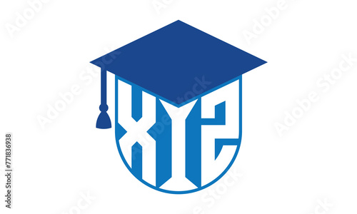 XIZ initial letter academic logo design vector template. school college logo, university logo, graduation cap logo, institute logo, educational logo, library logo, teaching logo, book shop, varsity