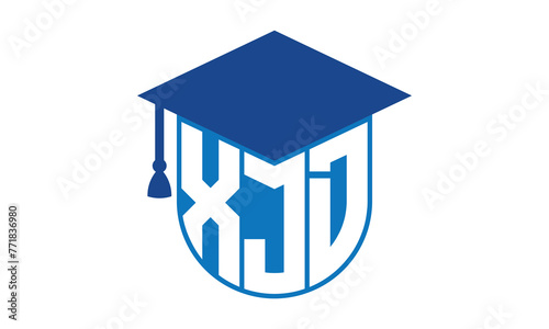 XJD initial letter academic logo design vector template. school college logo, university logo, graduation cap logo, institute logo, educational logo, library logo, teaching logo, book shop, varsity