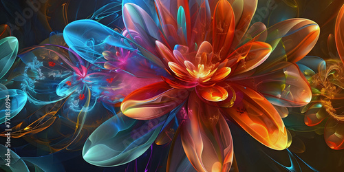 abstract fractal flower background, ai generated.