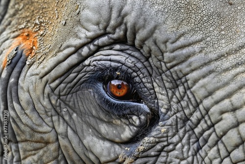 Close up of the eye of an elephant.
