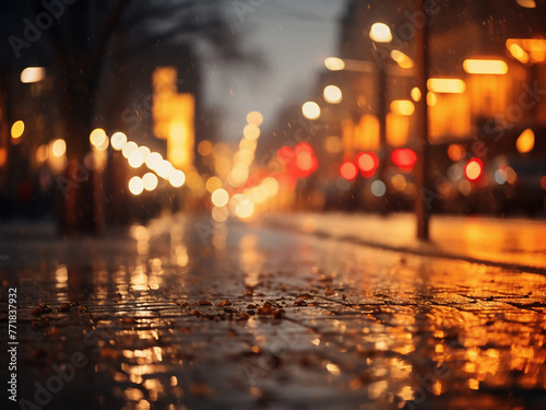 Bokeh adds ambiance to a summer night city street.