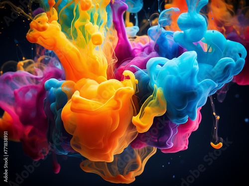 Abstract ink bubbles form vibrant patterns in a colorful aquatic display.