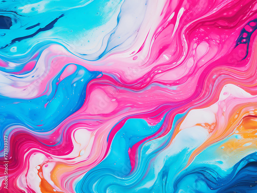 Colorful acrylic strokes form an abstract background.