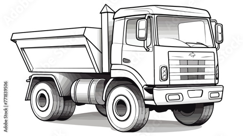 Cute and funny coloring page of a dump truck. Provi photo