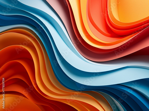 Abstract artistry with colorful card paper forms.