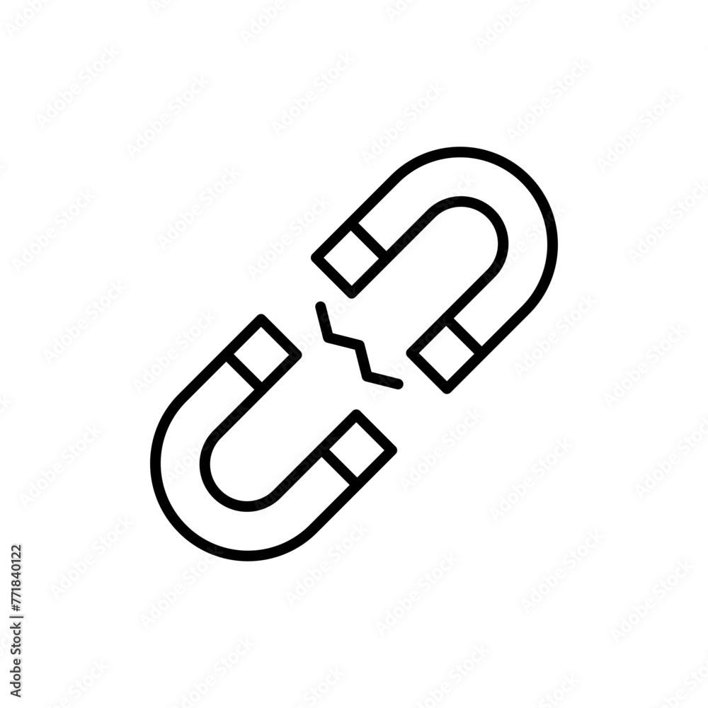 Magnetic outline icons, minimalist vector illustration ,simple transparent graphic element .Isolated on white background