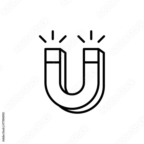 Magnetic outline icons, minimalist vector illustration ,simple transparent graphic element .Isolated on white background