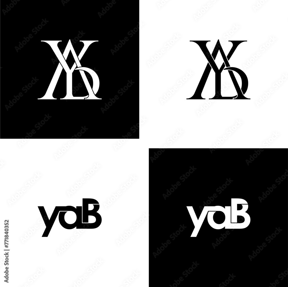 yab lettering initial monogram logo design set