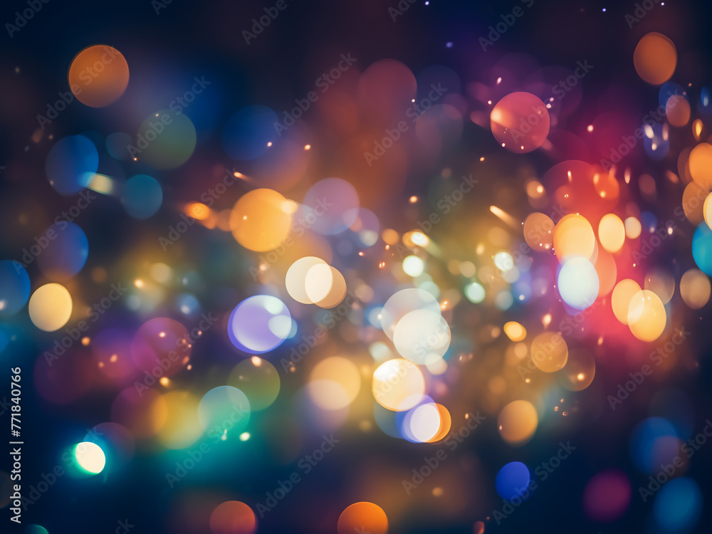 Urban nights come alive in a mesmerizing blur of colorful bokeh lights. - obrazy, fototapety, plakaty 