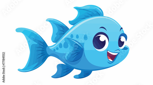 Cute cartoon fish animal icon isolated flat cartoon © iclute4