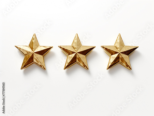 Five gold stars stand out in 3D render against white.