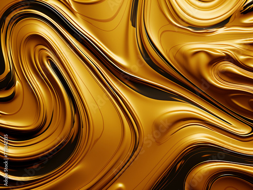 Realistic gold imitation in Asian or Arabic style fractal art.