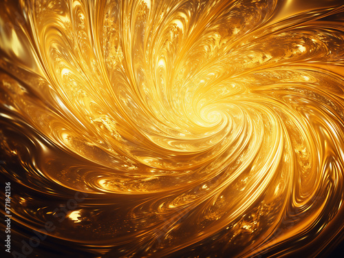 Abstract fractal art showcases real golden color imitation.