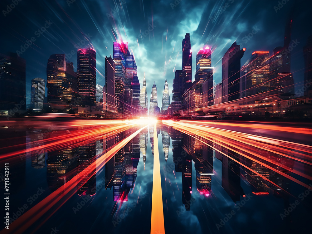 Abstract cityscape with blurred lights in the night. Abstract cityscape with blurred lights in the night.