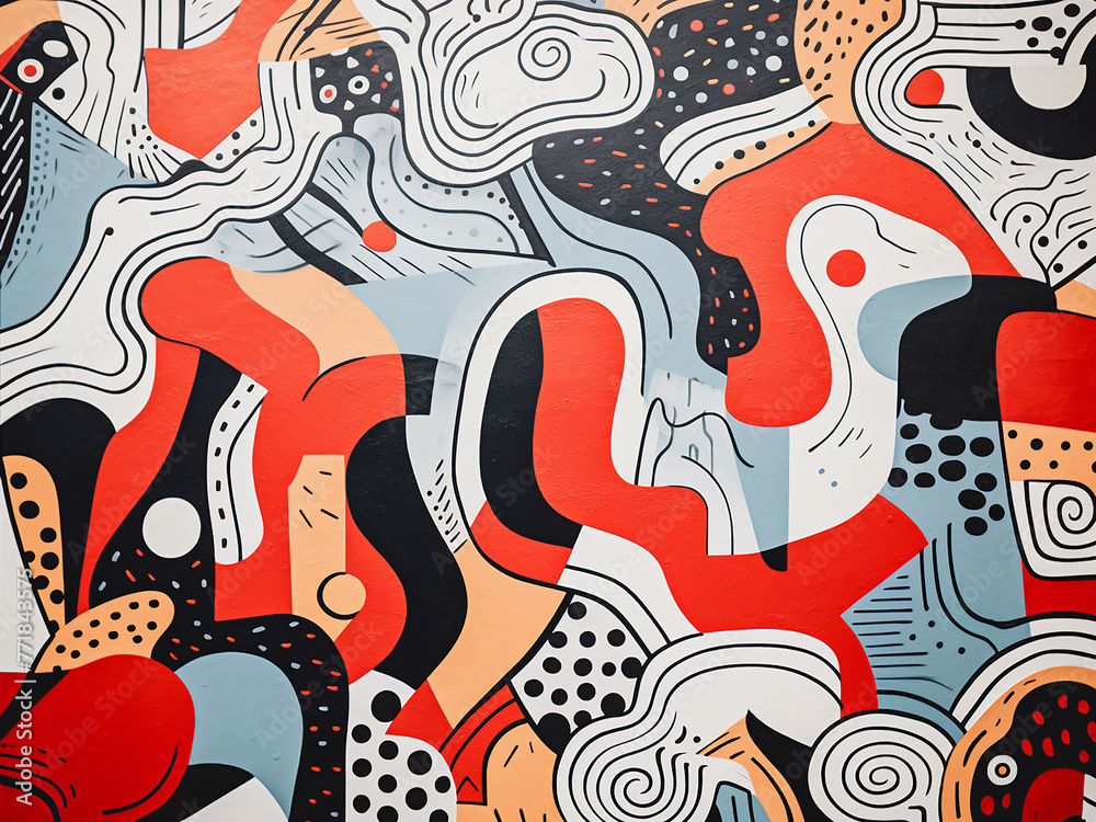 Close-up of wall adorned with modern, stylish patterns. Close-up of wall adorned with modern, stylish patterns.
