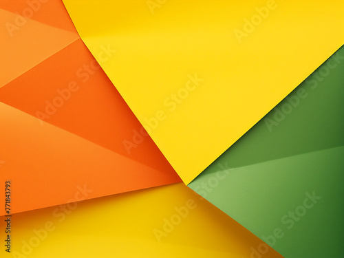 Vibrant backdrop features hues of yellow, green, and orange paper.