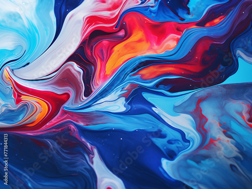 Fluid art painting reveals abstract decorative marble texture.