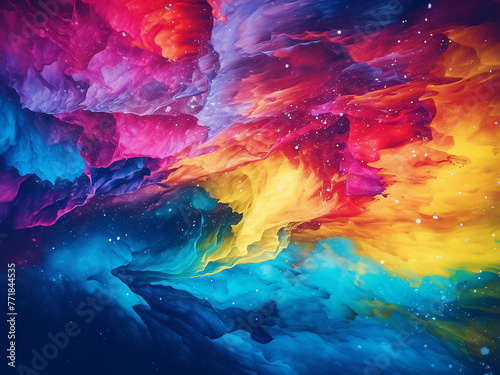 Abstract background showcases vibrant multicolored streaks.