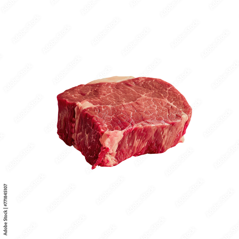 Raw beef on transparent background natural animal product in magenta event