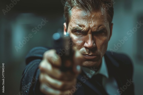 A hitman carrying out a contract killing