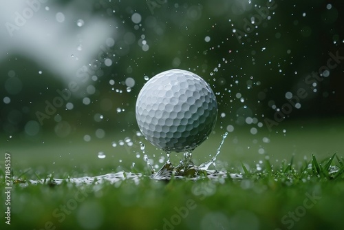 A golf ball soaring through the air towards the green