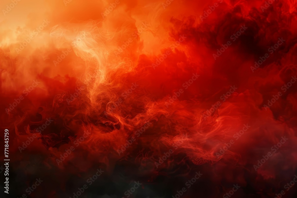 Fiery red sky with abstract black and red smoky background - Wide banner design - obrazy, fototapety, plakaty 