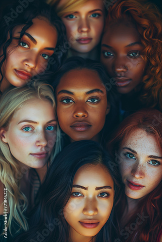 Group portrait of diverse women. Diversity, equity and inclusion, DEI concept. High quality photo