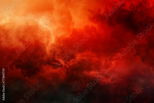 Fiery red sky with abstract black and red smoky background - Wide banner design photo