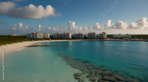 Bay of Water in Freeport City, Grand Bahama, Bahamas.generative.ai