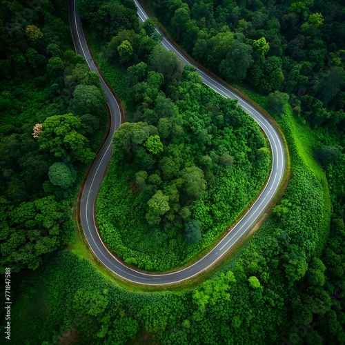 aerial view of the road