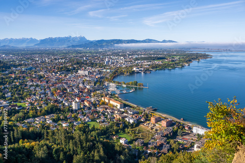 City of Bregenz am Bodensee  Lake of Constanze   toward the Rhine Delta and Swiss Mountains  State of Vorarlberg  Austria