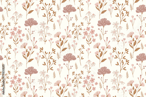 Vintage Floral pattern seamless ethnic style paisley embroidery motifs. Minimal pink flower Ikat pattern seamless vector illustration design .