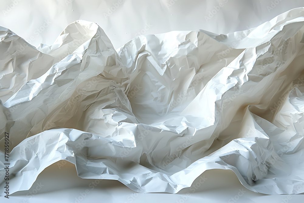 A crumpled white sheet of paper, adding texture and depth to your design projects A crumpled white sheet of paper, adding texture and depth to your design projects