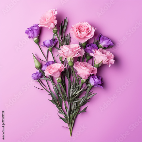 Beautiful violet eustoma flowers in full bloom