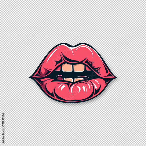 Stylized Cartoon Lips in a Vivid Laugh transparent background