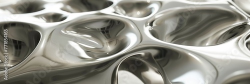 close up of an abstract shiny metal aluminum sculpture photo