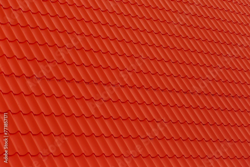 Bright Red Roof Tile Coating Surface House Abstract Pattern Background Texture Home Backdrop