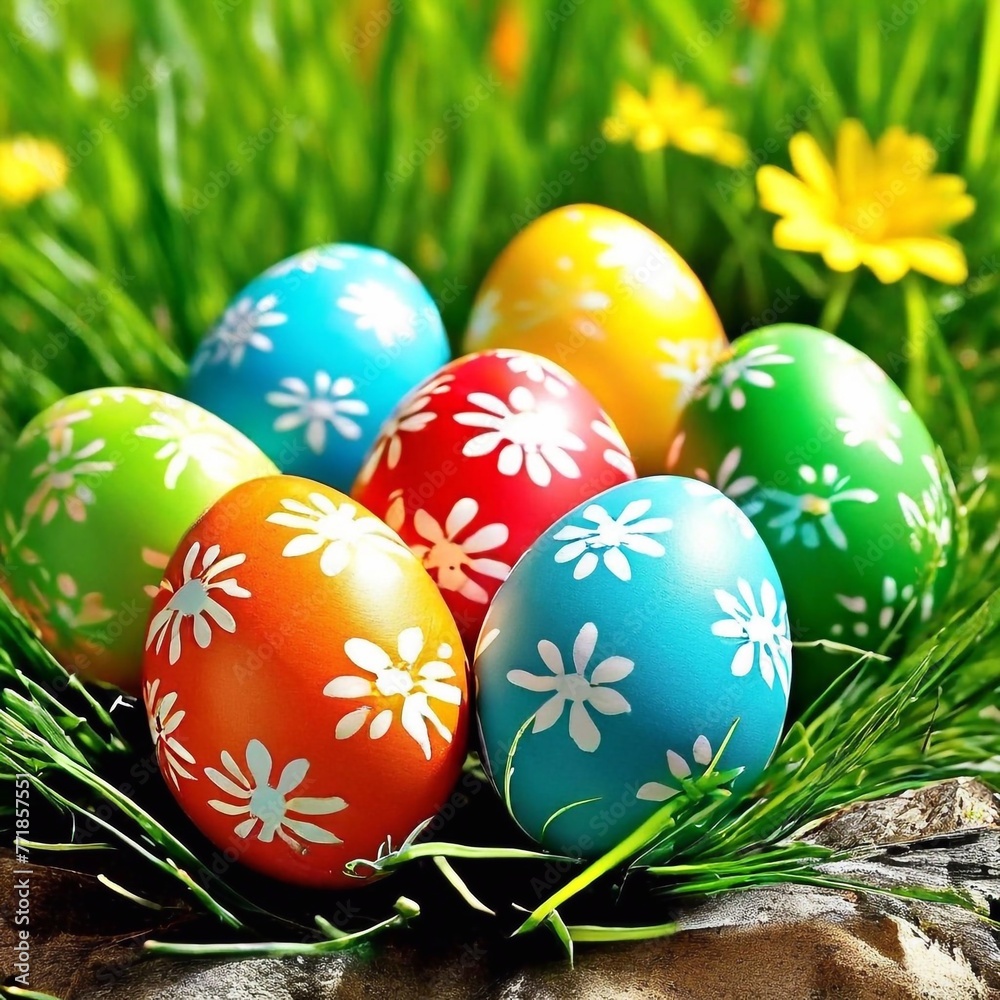 easter eggs in grass