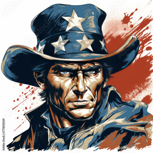 Patriotic Cowboy Illustration