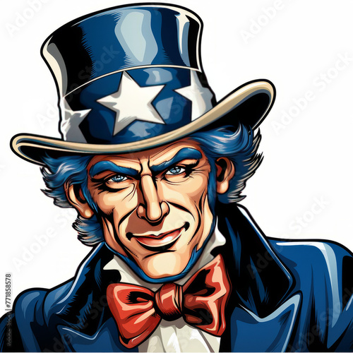Illustrated Patriotic Character with Star Hat