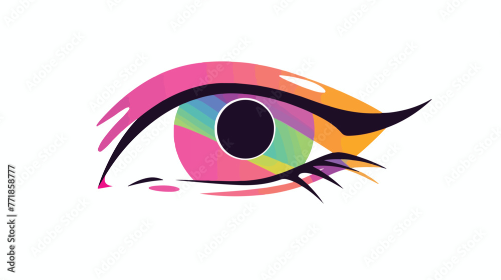 Eye closed female closeup in colorful silhouette on