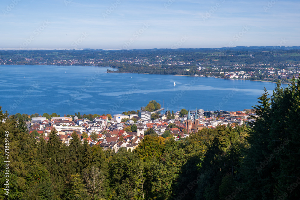 City of Bregenz am Bodensee (Lake of Constanze), view toward Germany and Lindau, State of Vorarlberg, Austria