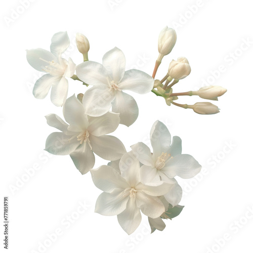 White flowers contrast beautifully against the transparent background