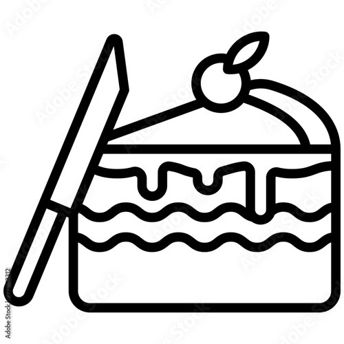 Cake Slice black outline icon, relate to gastronomy theme. use for UI or UX kit, web and app development. © arga muria