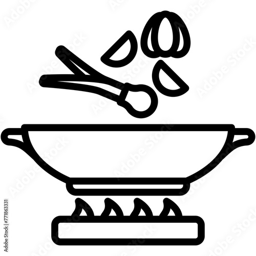 Wok black outline icon, relate to gastronomy theme. use for UI or UX kit, web and app development.