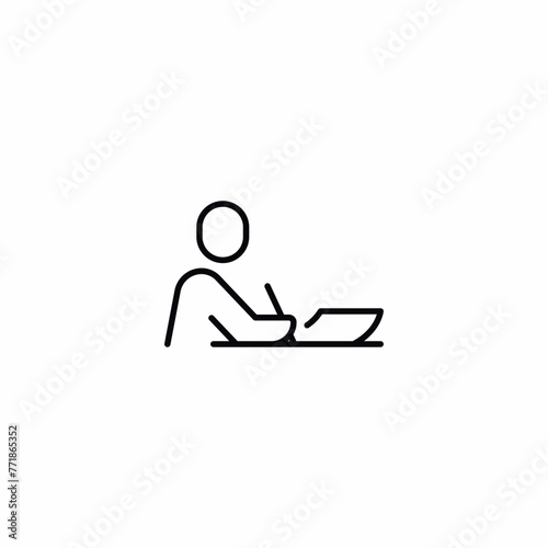 Man Writing Text on Paper icon