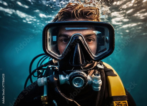 Scuba diver is a diver in the sea. Underwater sports.